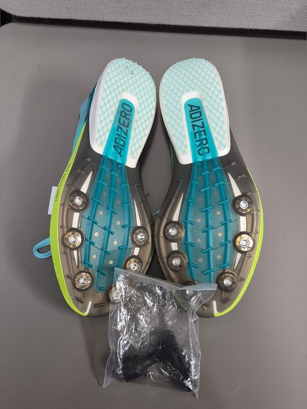 Adidas Unisex Adizero Avanti XC Spikes, Flash Aqua/Zero Met/ Lucid Lemon - Picture 10 of 14